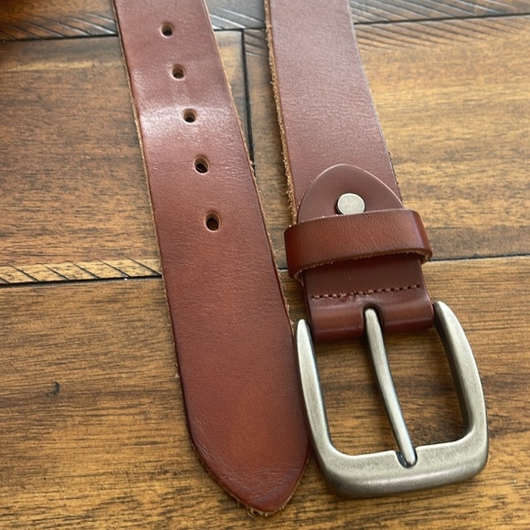 Men’s Brown Full Grain Leather Belt size approx  48” long - Picture 4 of 14